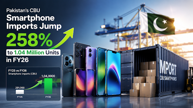 Pakistan’s CBU Smartphone Imports Jump 258% to 1.04 Million Units in FY26